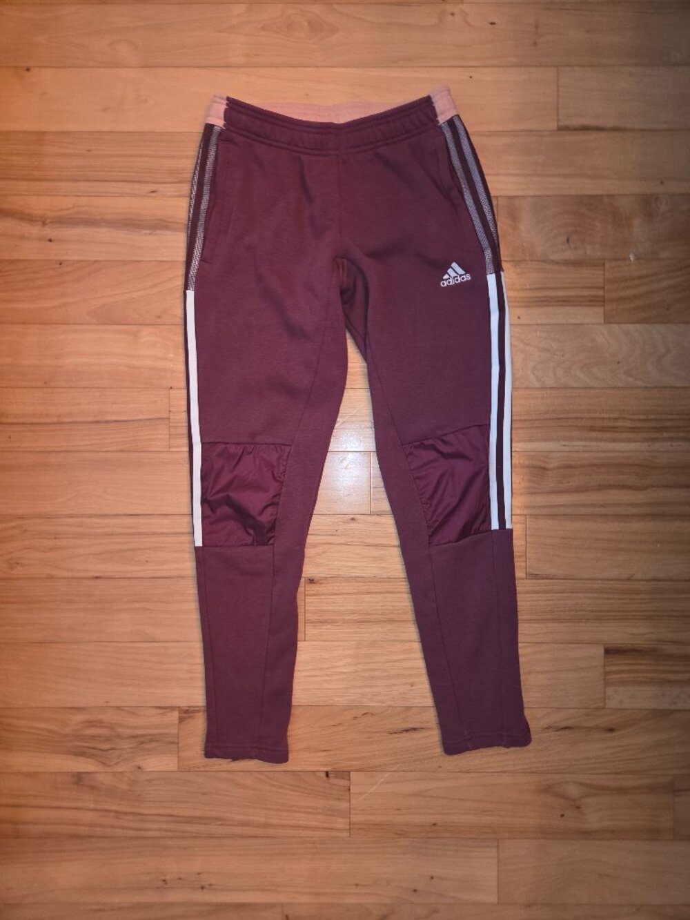 Burgandy Adidas Sweatpants w/ peach waistband